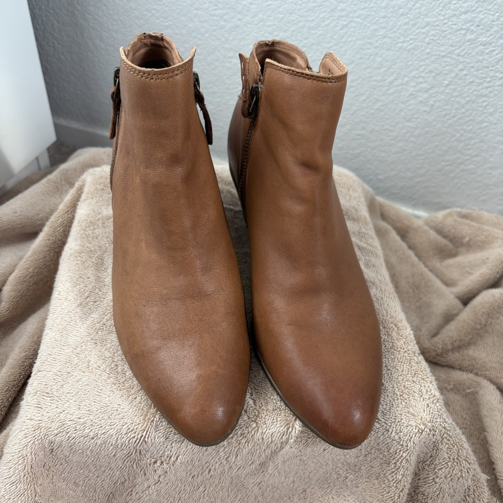 FRYE Judith Double Zip Leather Brown Cowgirl Festival  Ankle Bootie 8M EU 38.5